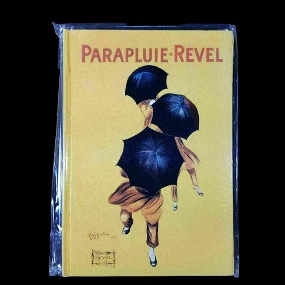Journal Hardcover Parapluie Revel Paris Umbrella Cappiello Yellow Notebook New - Picture 1 of 5